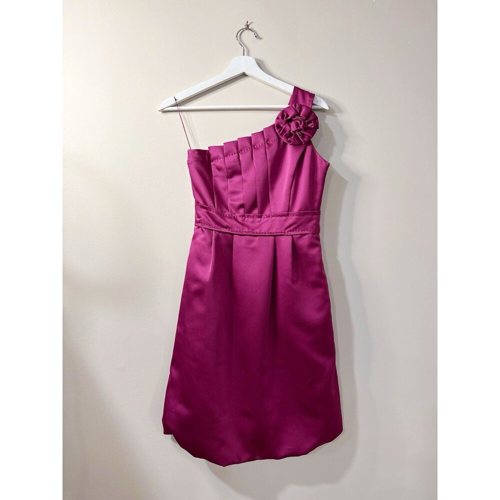 Phoebe Couture One Shoulder Satin Dress Women Size 4 Pink NWT Glam Coquette $290